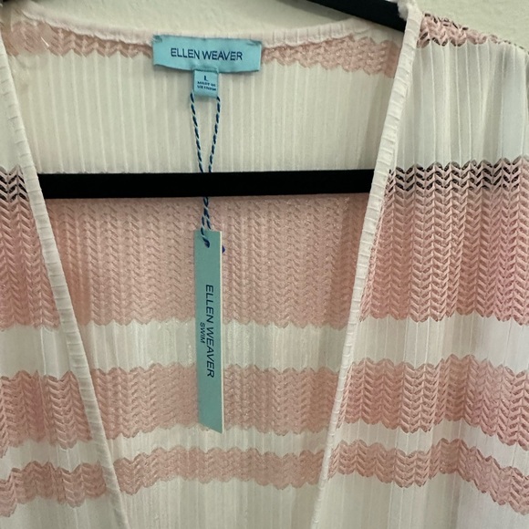 Pink and White Striped Cover-Up Sz L resort vacation beach 🏖️ - Picture 3 of 6